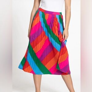 Skies Are Blue Multicolor Striped Midi Skirt